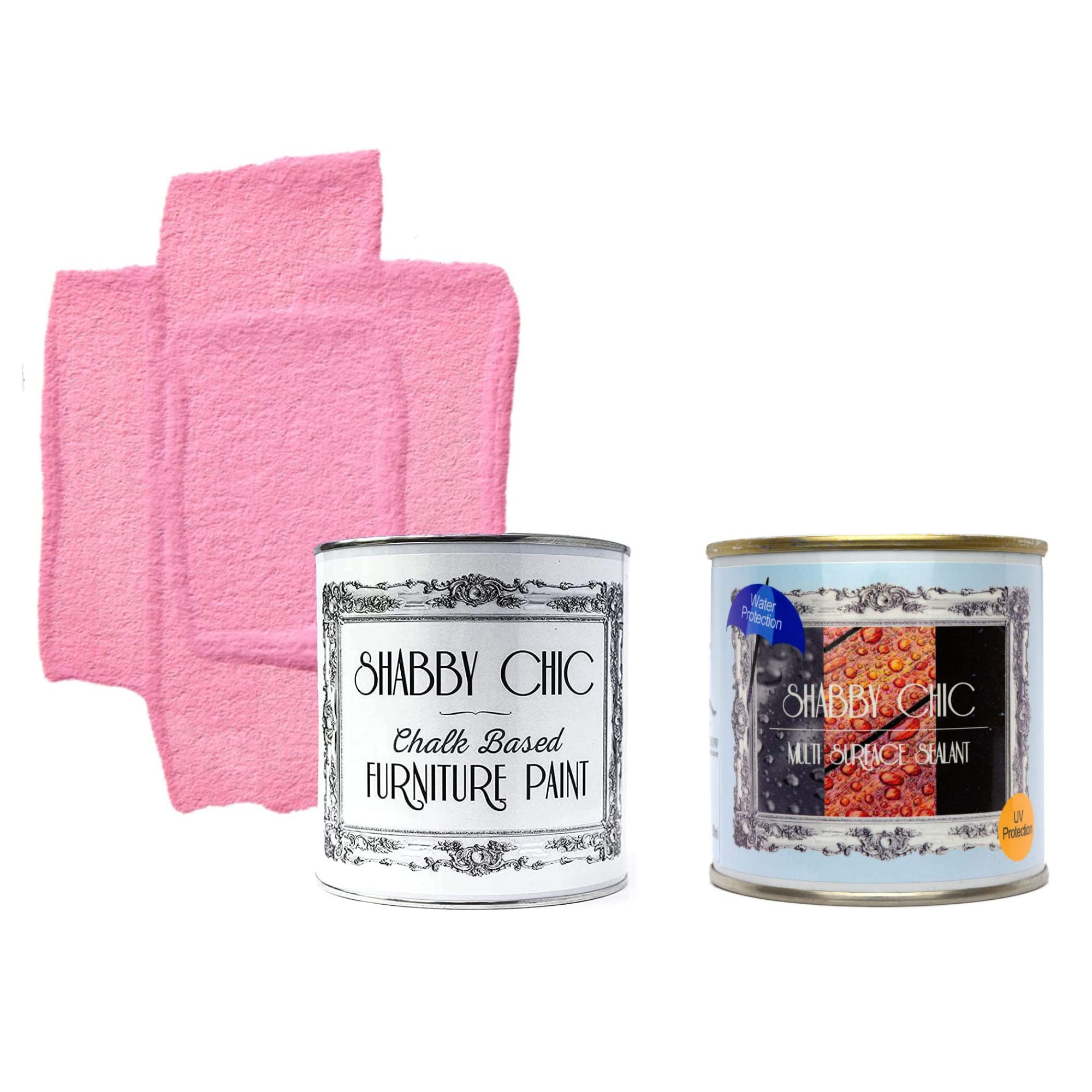 Shabby Chic Chalk Based Furniture Paint8.5oz Dusky Pink & 8.5oz Multi Surface Sealant Clear - Bundle - for Home Decor, DIY Projects, Wood Furniture