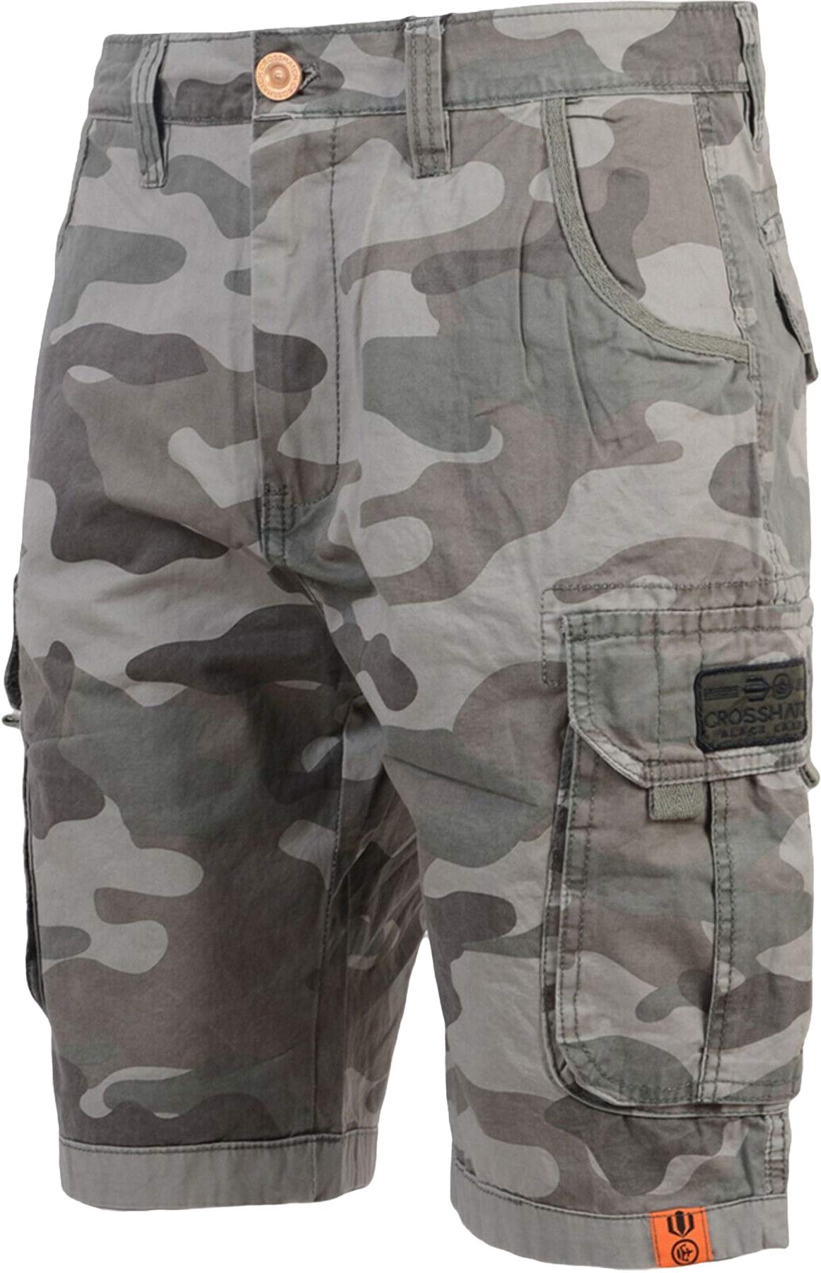 Crosshatch Men's Olive Camo (Guanma) Knee Length Combat Cargo Chino Cotton Shorts [, 32]
