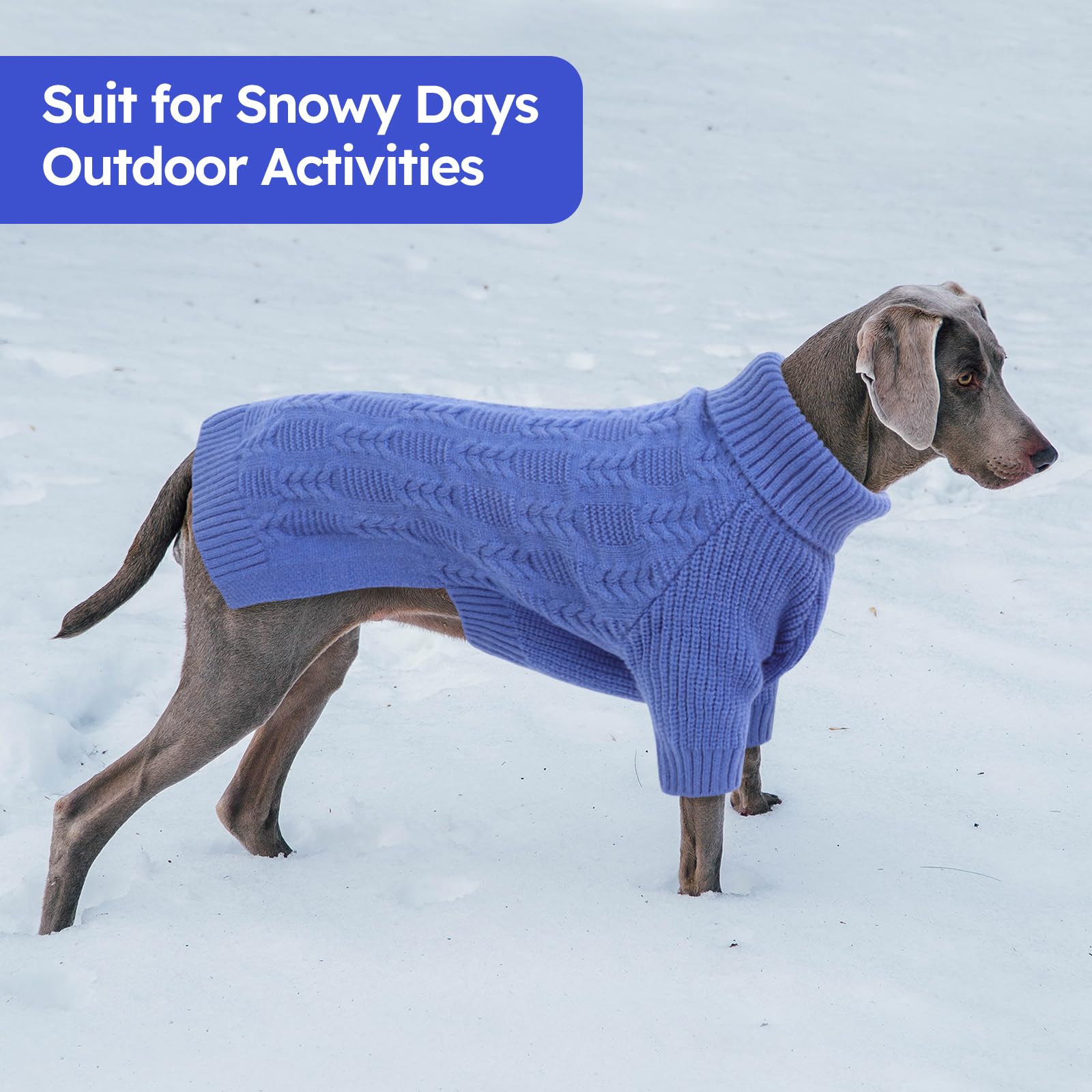 ASENKU Hundepullover für große Hunde, Mädchen und Jungen, Rollkragenpullover, Winterbekleidung für Dobermann, Dogge (Blau, Größe 3XL)