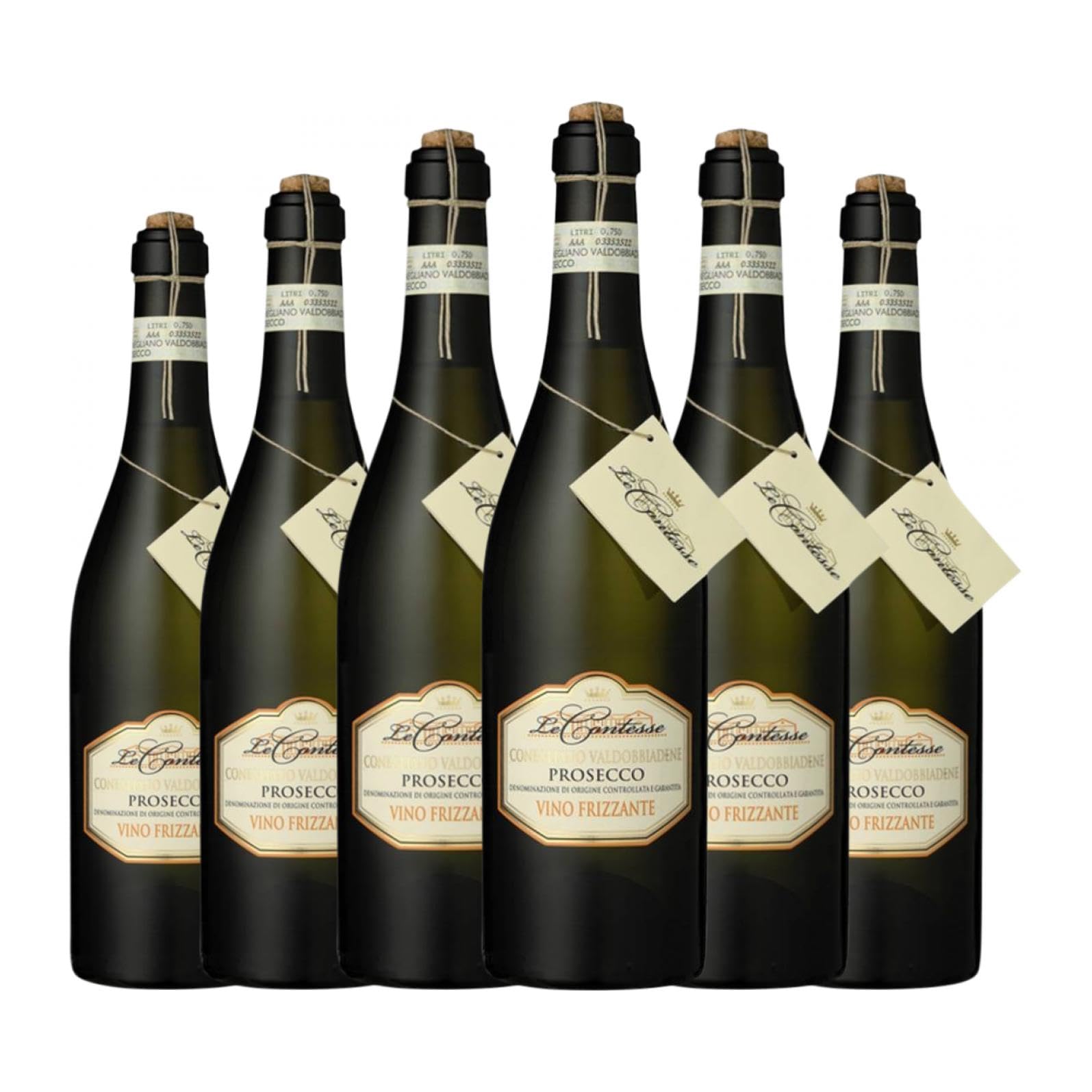 Le Contesse Frizzante Glera Prosecco di Valdobbiadene Superiore di Cartizze 75 cl Weißer Sekt (Karton mit 6 Flaschen von 75 cl)