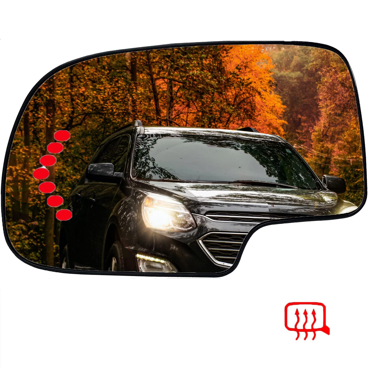 Driver Left Side Mirror Replacement Glass Fits for 2003-2006 Chevrolet Silverado Suburban Tahoe for GMC Sierra Yukon Heated Mirror Glass with Signal Light 128-04034L, 56318, 88944391