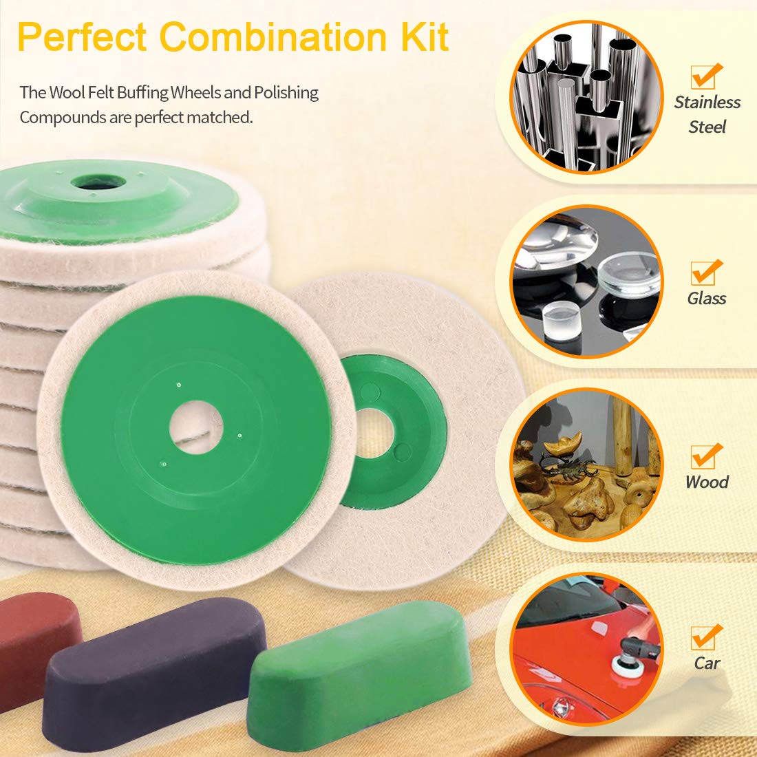 Polishing Wheel Kit - 13 Pcs Buffing Wheels & Compounds -3