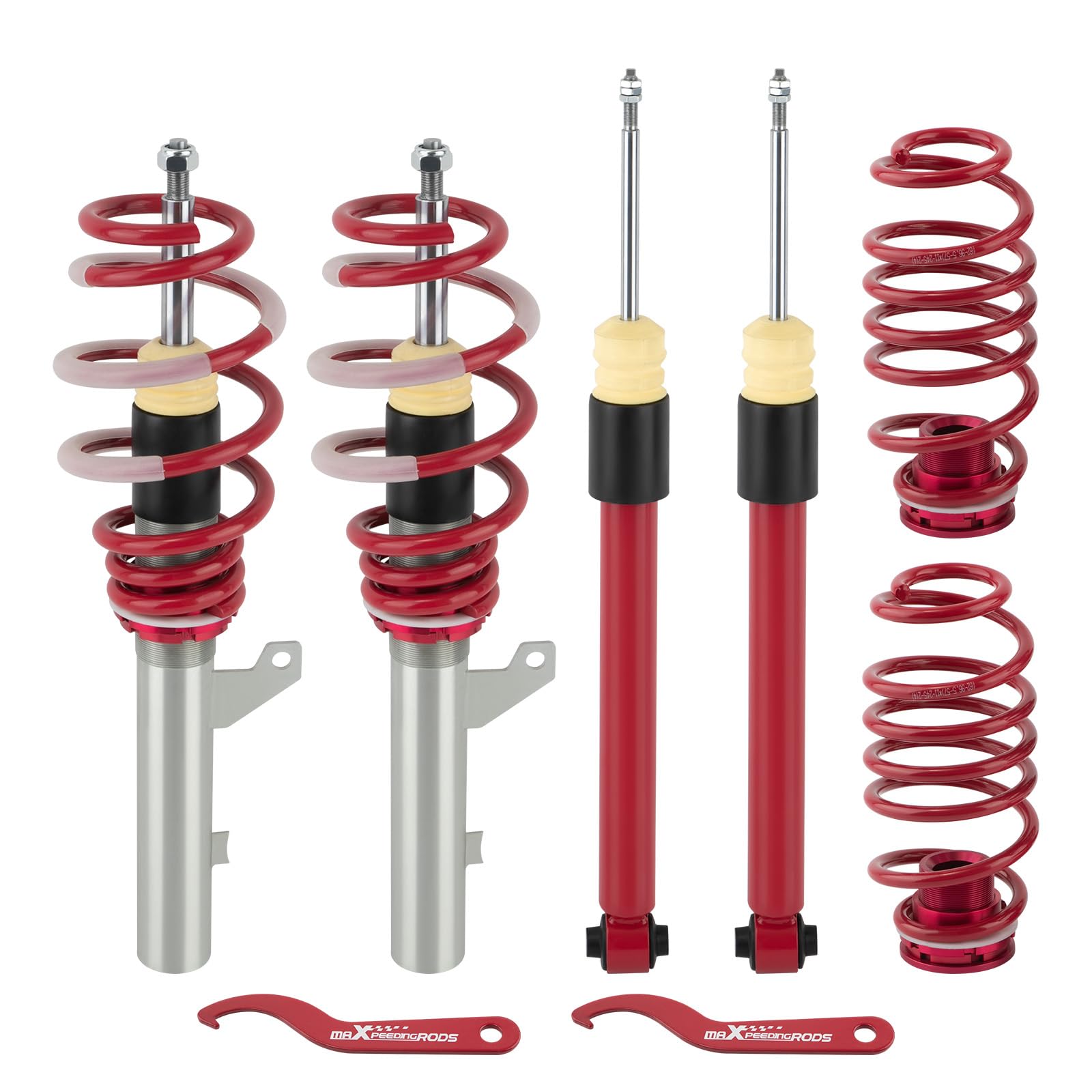maXpeedingrods Coilovers for VW Golf (CD1) Hatchback FWD 2019+, for Audi A3 Sportback Hatchback FWD 2019+, Coil Spring Shock Absorber, Height Adjustable Coilovers Suspension Kit Lowering Kit Red