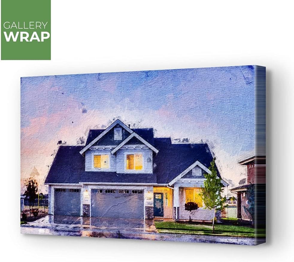 Awesometik Portrait Painting From Photo Personalized Gift Wall Art Digital Print On Canvas (House)