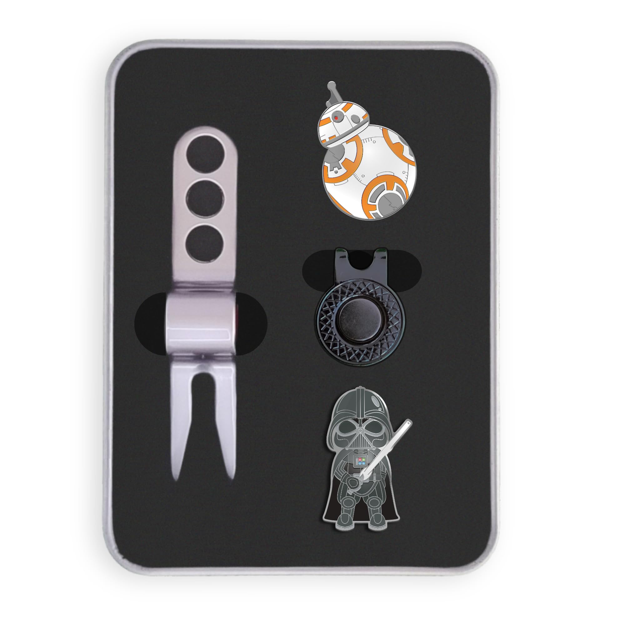 Galactic Masters Golf Ball Marker Set – Droids & Darkness Edition! + Hat Clip + Divot Tool (Gift Tin)