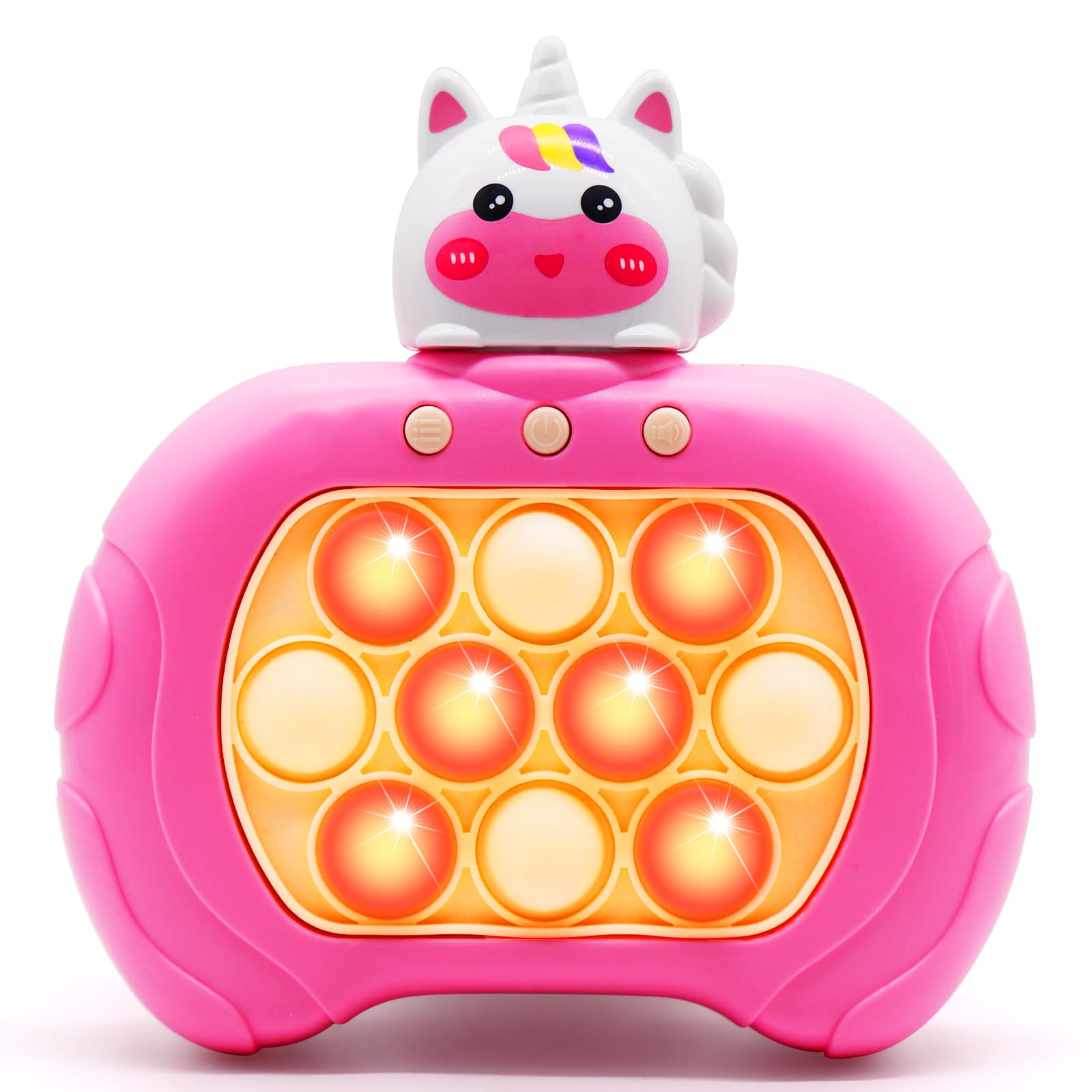 Photo 1 of Fast-Push-Bubble-Game for Kids & Adults [Unicorn Pop Fidget Quick Push Game] [Light up Puzzle Speed Push Game] [Handheld Fidget Game Toy] Gift for Girls Age 3-12 for Relaxation and Decompression Pink Unicorn