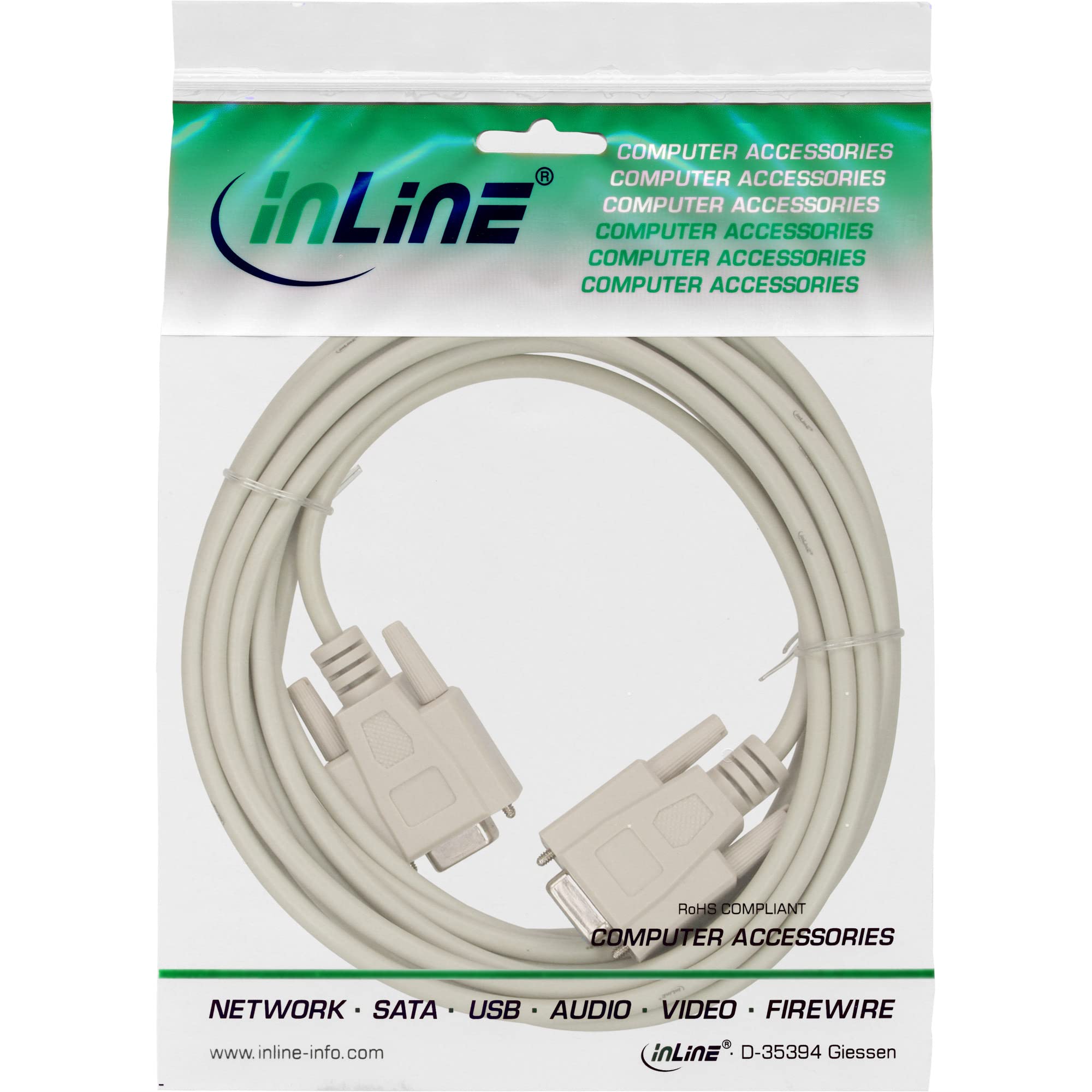 InLine 12226 Câble Null-Modem 9 Broches Femelle/Femelle moulé 10 m