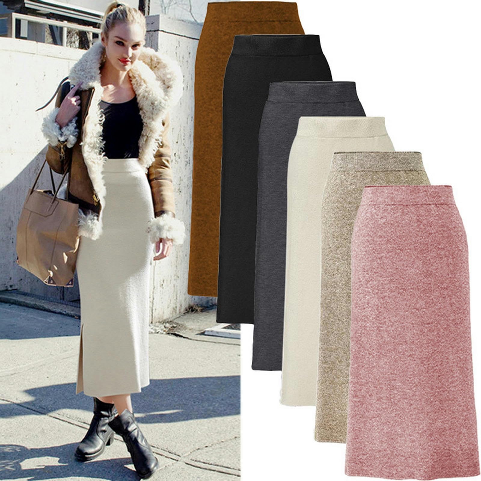 Gonna Lunga Donna Estate Autumn Winter Women Women Skirts Gonnici di Grandi Dimensioni E Elastico con Gonne-Nero-4Xl