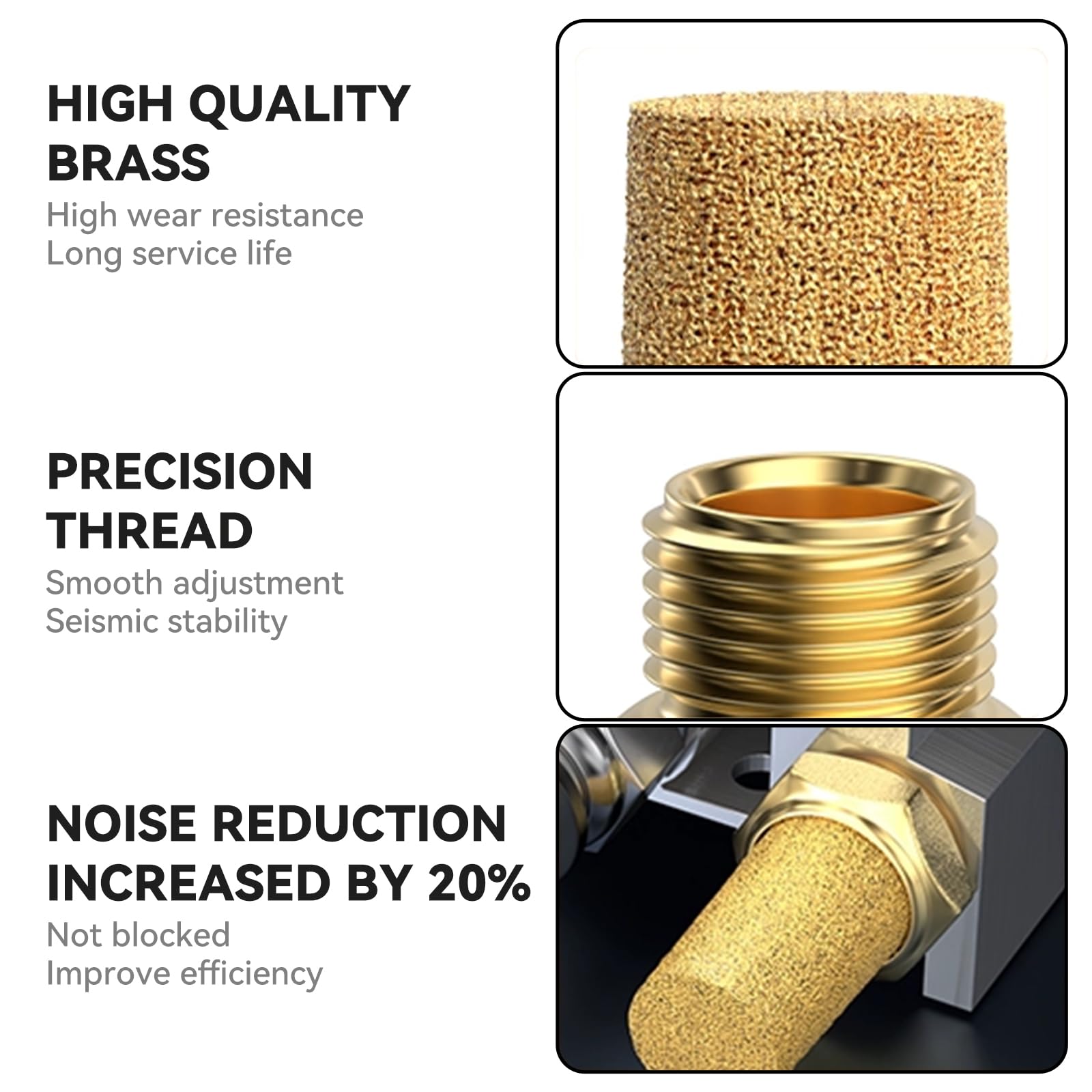 Air Pneumatic Mufflers, 1/2" Male Thread Sintered Bronze Exhaust Muffler Silencer (Pack of 5) — Amazon image 3