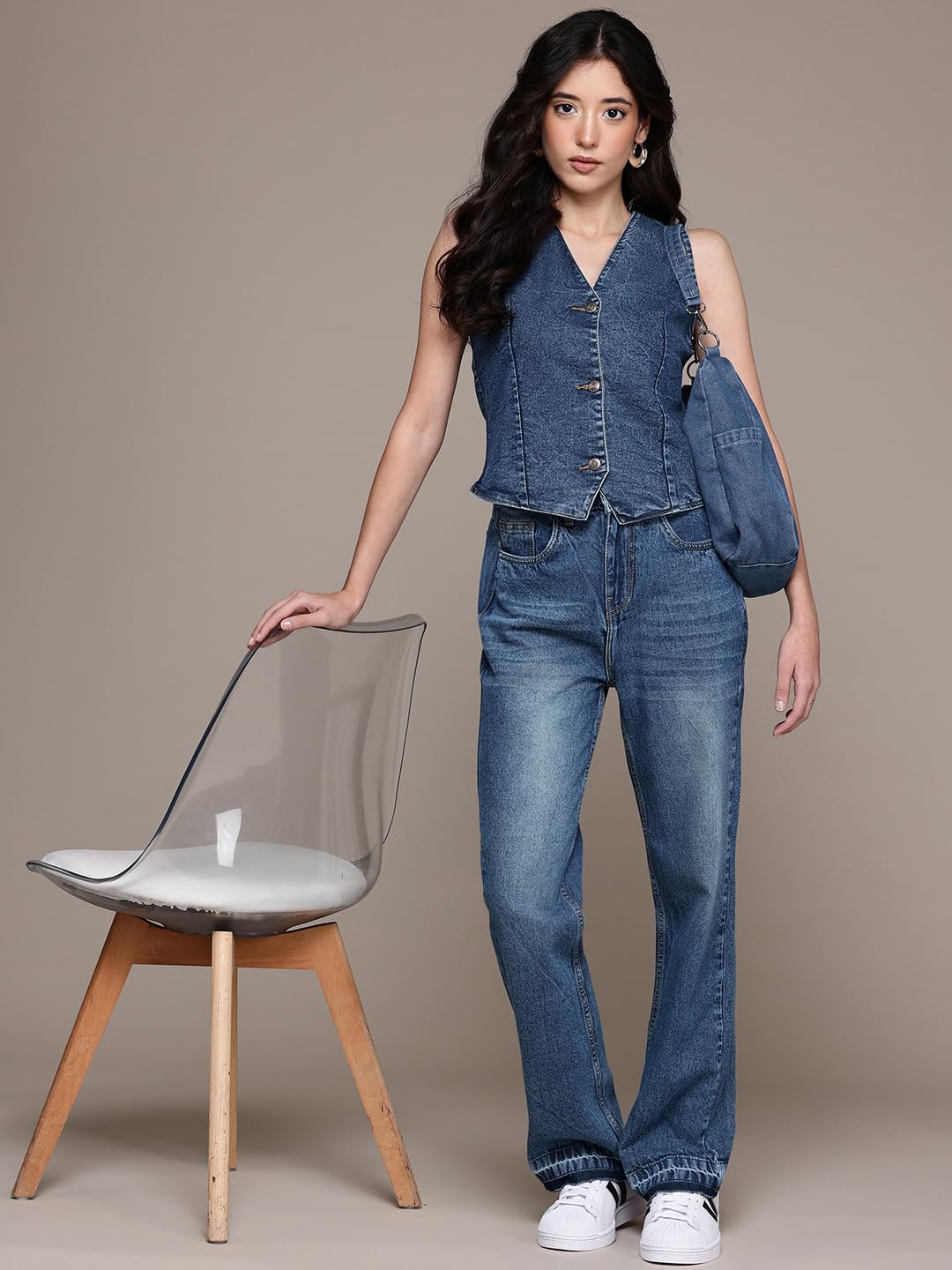 Nifty Women's Denim Waistcoat (1474_BLU_L_Blue_Large) - Image 5 thumbnail