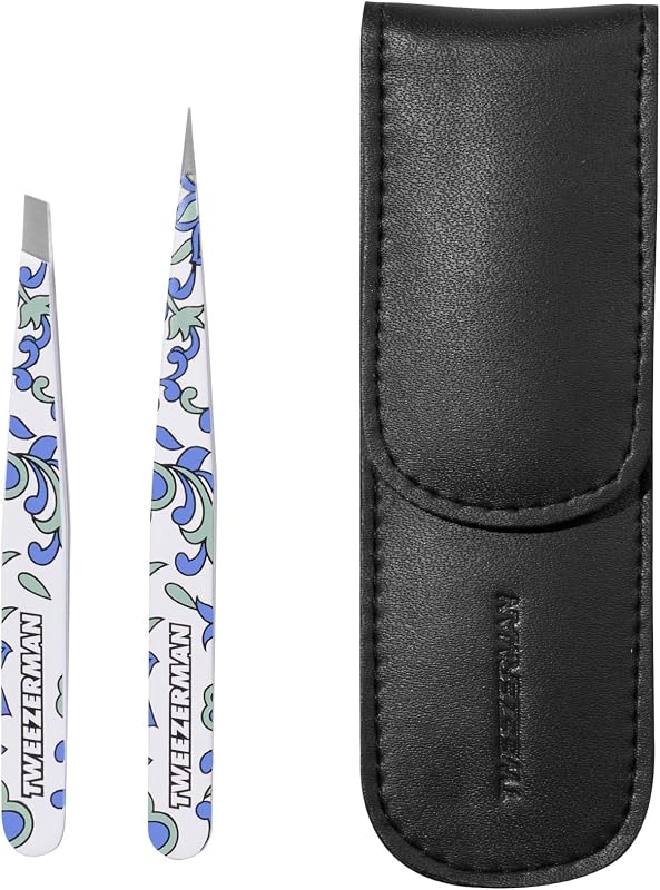 Tweezerman Petite Tweeze Set for Eyebrows with Travel Case Paisley