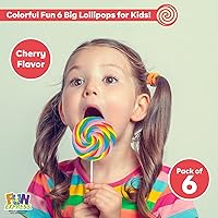 Vista 2 de Paletas grandes de arco iris y remolino (6 grandes) sabor a cereza y caramelo envuelto individualmente