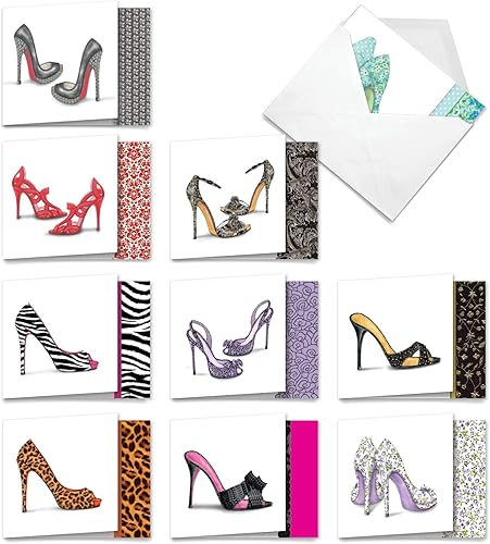 The Best Card Company - 10 tarjetas de notas en blanco para mujer (4 x 5.12 pulgadas) - Tarjetas de felicitación de moda surtidas para todas