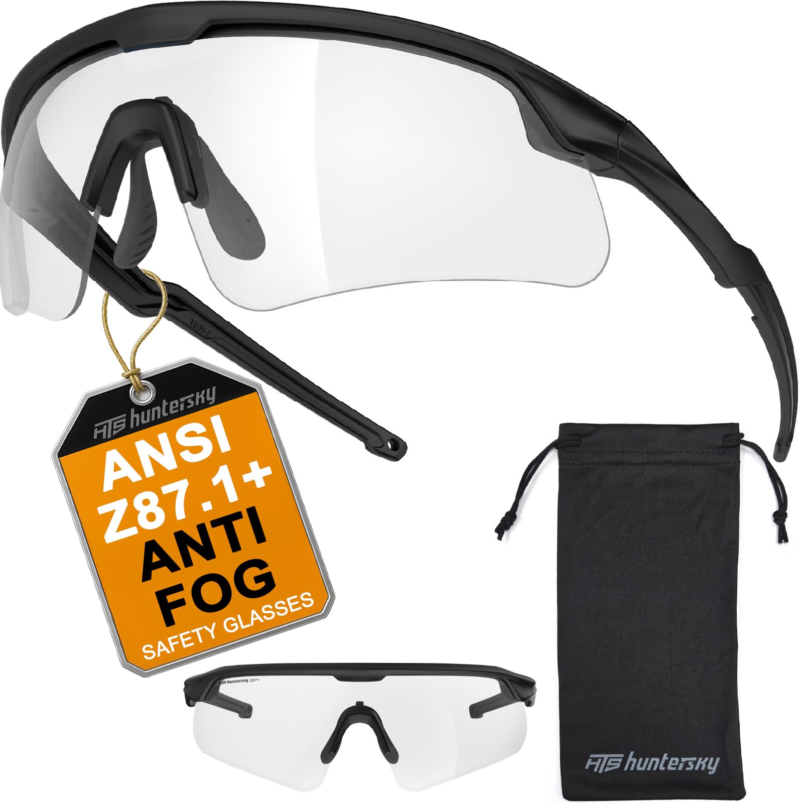 HTS HUNTERSKY Eye Protection Anti Fog Sport Safety Glasses for Women Men Running Cycling Riding Pickleball Range S54