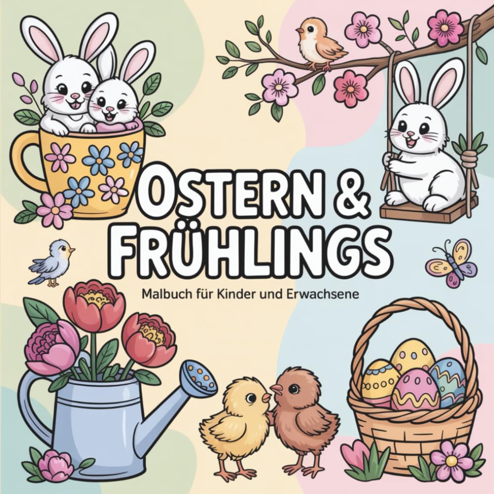Ostern & Frühling Malbuch für Kinder und Erwachsene: Designs zur Entspannung und Kreativität für Stressabbau und Entspannung