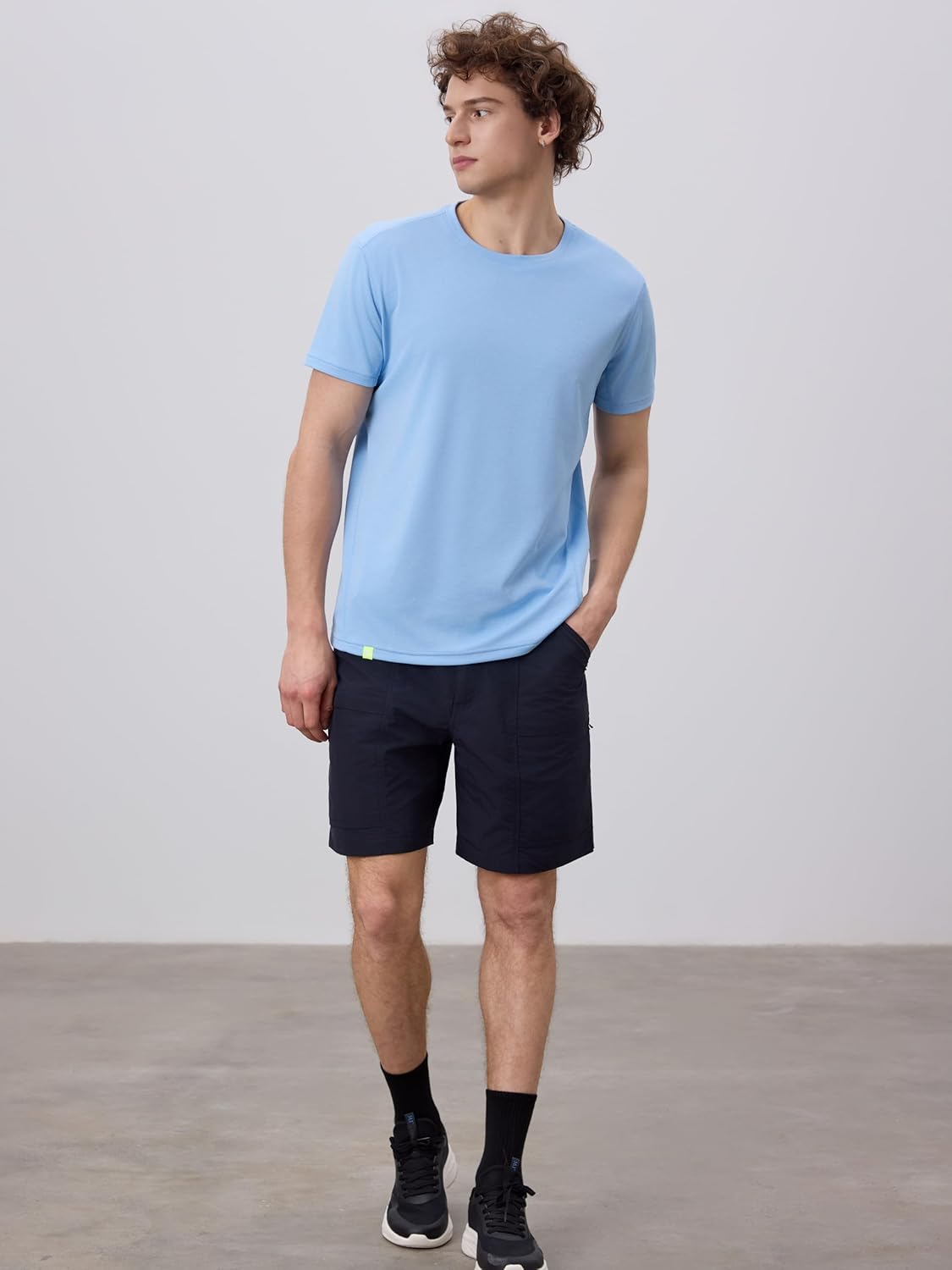 Workout Short Sleeve T Shirt for Men Women Forwarded Side Seam Performance Crew Neck Tee Quick Dry