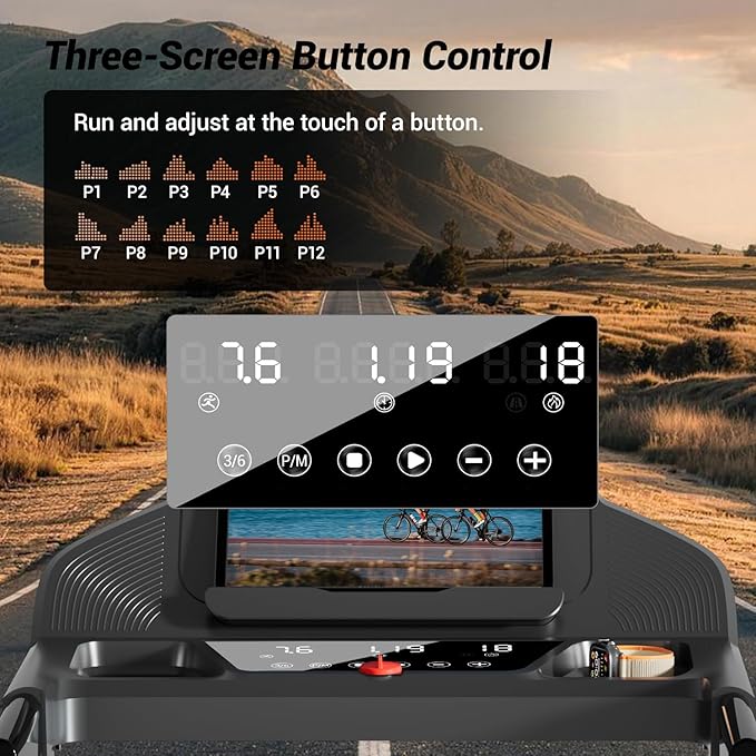 Caminadora Eléctrica Plegable con Inclinación 15% y Pantalla LED Negra miniatura 3