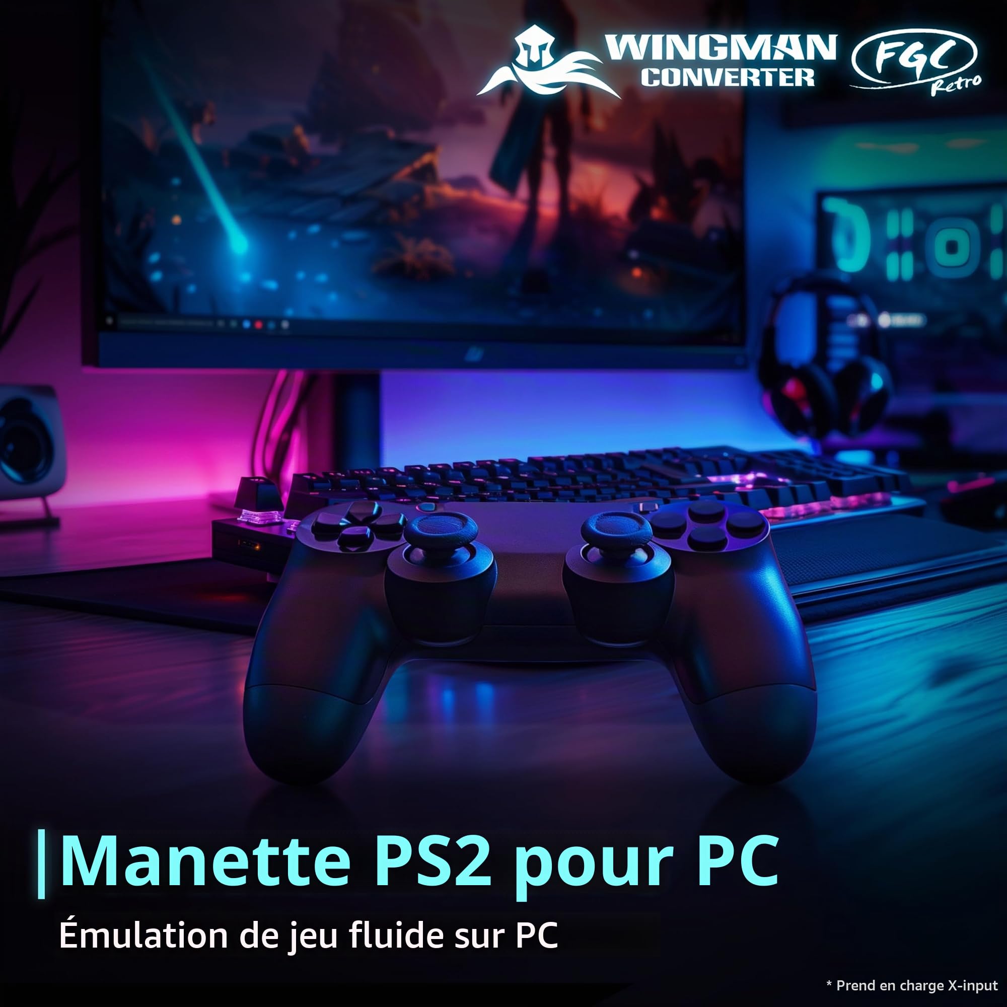 Brook FGC Retro - Manette PS1 & PS2 pour PS5, PS4, PC - Turbo, Remap, Macro - X-Input - Compatible avec Tapis de Danse, bâtons d'arcade, manettes de Jeu Rythmique