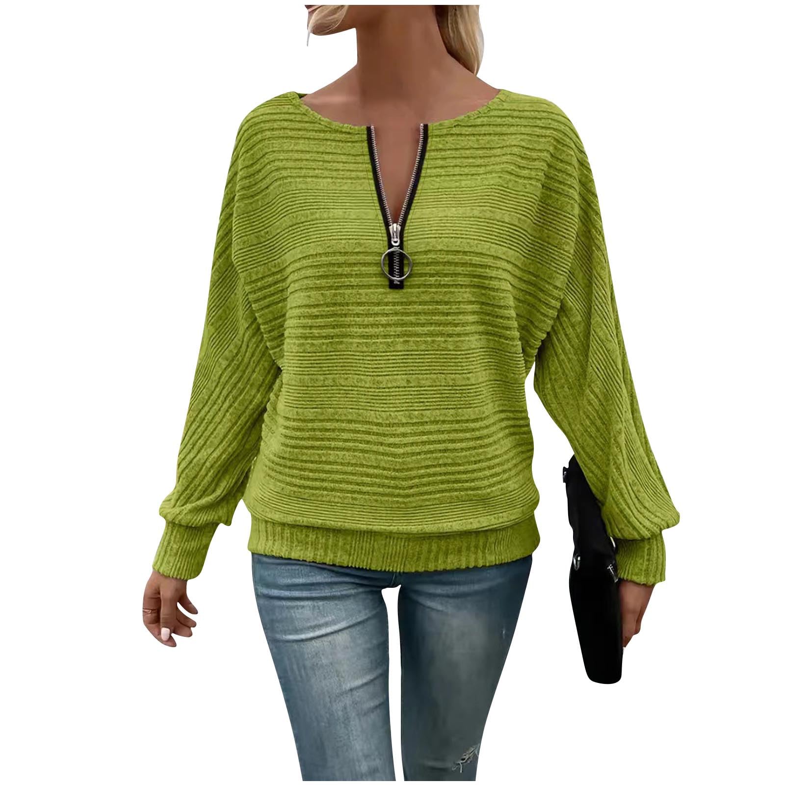 Womens Sweaters Fall Fashion Lightweight Half Zip Up Long Sleeve Knit Pullover Casual Trendy Tops Winter Clothes