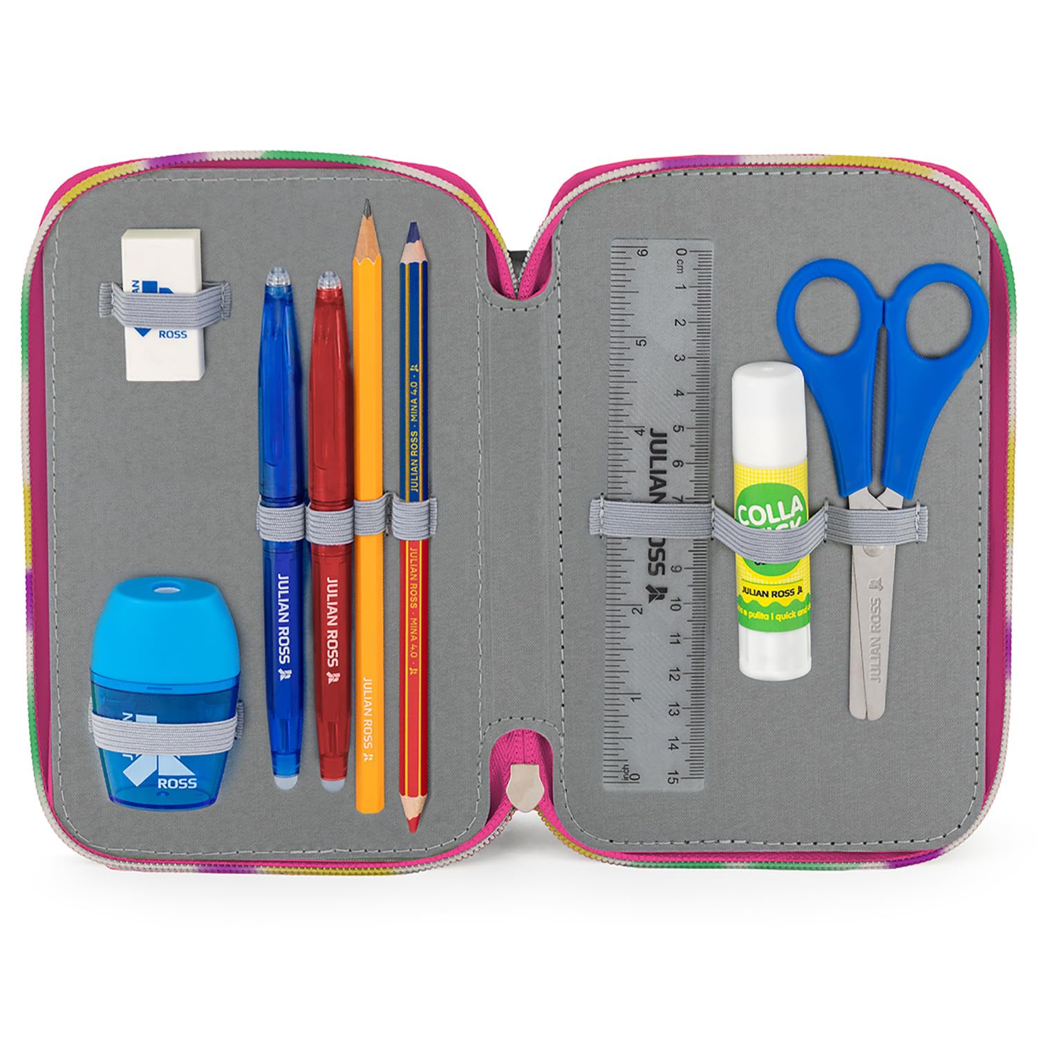 Plumier Triple 45 Piezas para Disney Princesas Fan – Estuche Escolar Completo con Bolígrafos Gel Borrables, Lápices 4.0 mm, Rotuladores, Tijeras, Pegamento – Ideal Primaria y Regalo niña Clondo