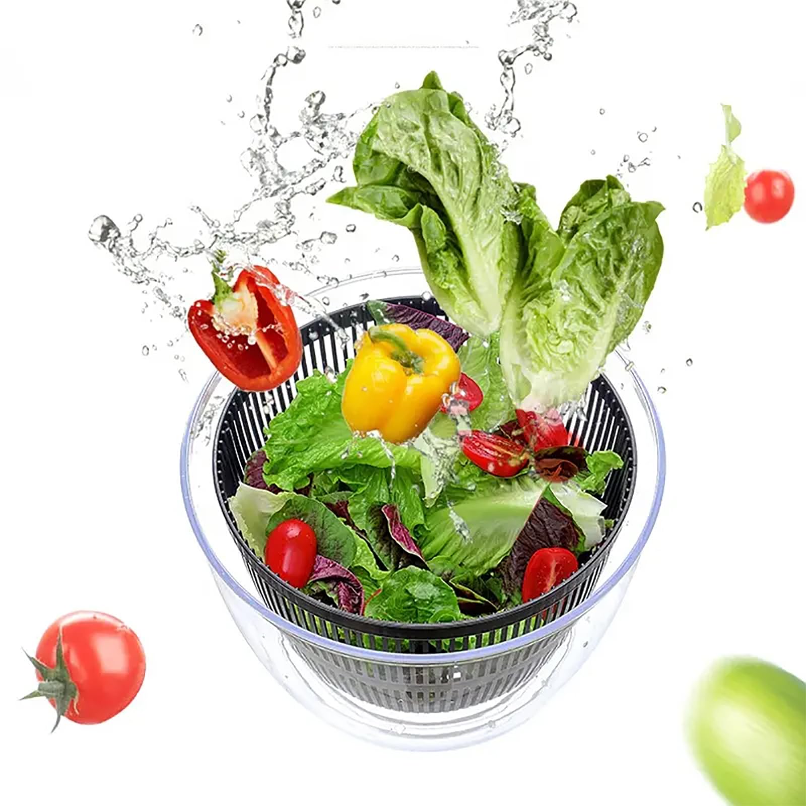 ERICAT Centrifuga per Frutta, Centrifuga per Insalata Manuale con Impugnatura Antiscivolo, Grande capacità da 3 Litri E Buon Design a Doppio Strato, Facile da Pulire, per Frutta E Verdura Fresca