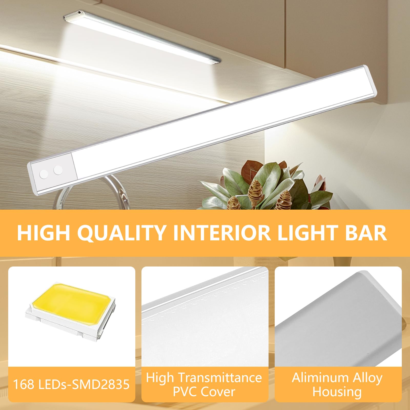 Chelhead 42 cm, 168 diod LED, 4 sztuki, 12 V, oświetlenie wnętrza samochodu, 10 W, lampy LED do kampera z 3 temperaturami barwowymi, elastyczna funkcja ściemniania, kompatybilna z samochodami