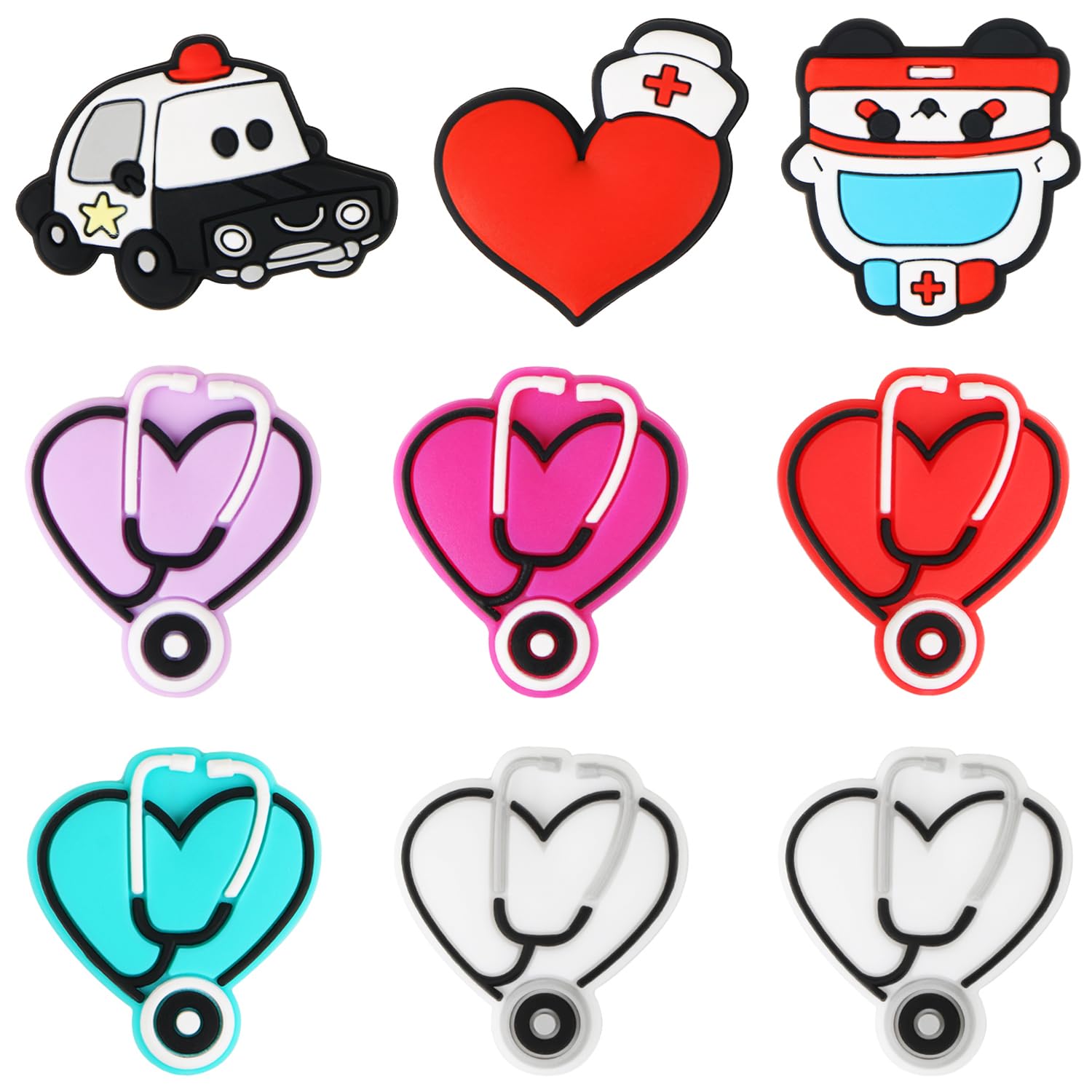 KISSITTY Silikonperlen Krankenschwester-Motiv – 16 Stück, Für DIY-Schmuck, Schlüsselanhänger, Armbänder & Accessoires
