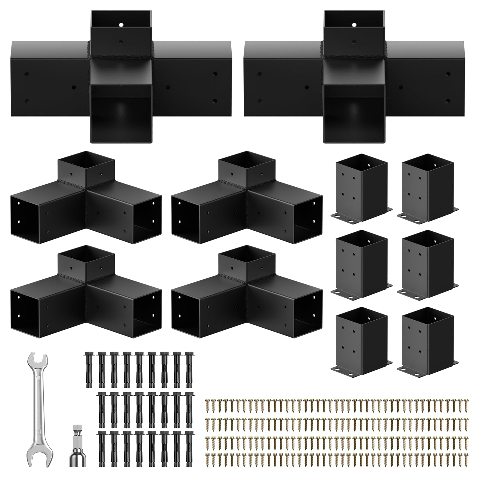 Photo 1 of Pergola Bracket kit for 4"x 4" (Inner 3.5" X 3.5") Lumber (12 pc)