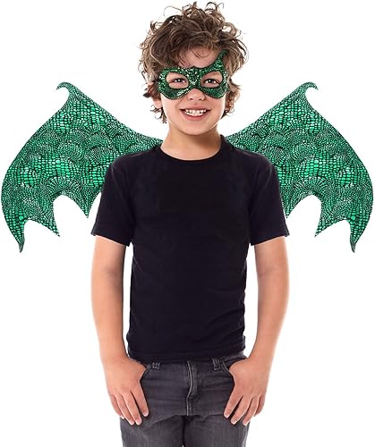 little adventures - máscara y peluca de dragón, reversible, para niños y niñas, Unitalla, Verde