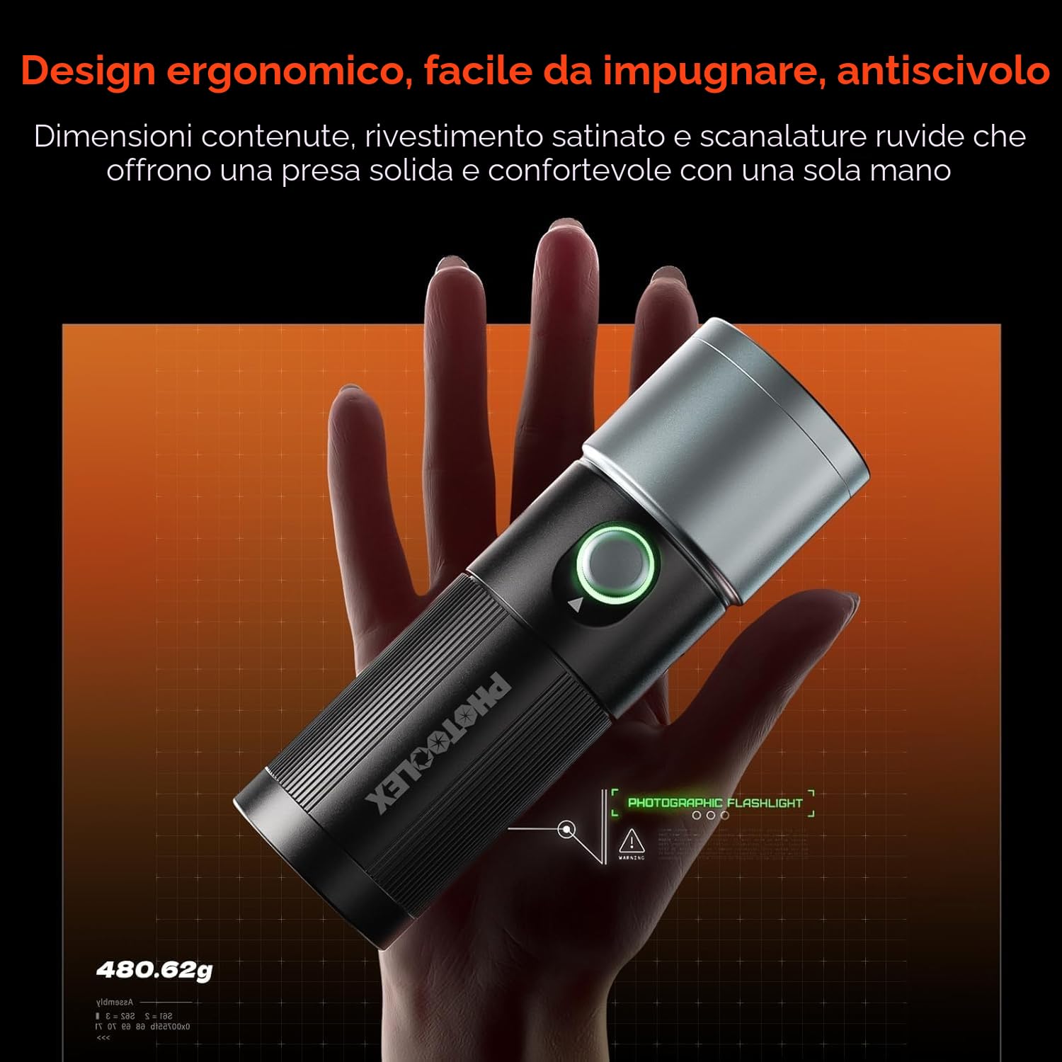 PHOTOOLEX Toricia Fotografica a 4 colori con 20 GOBO, Luce Led Ricaricabile con Batteria 8400mAh per Video Foto, Portatile Luce Ambientale Modellata in Lega di Alluminio per registrazione, vlogging