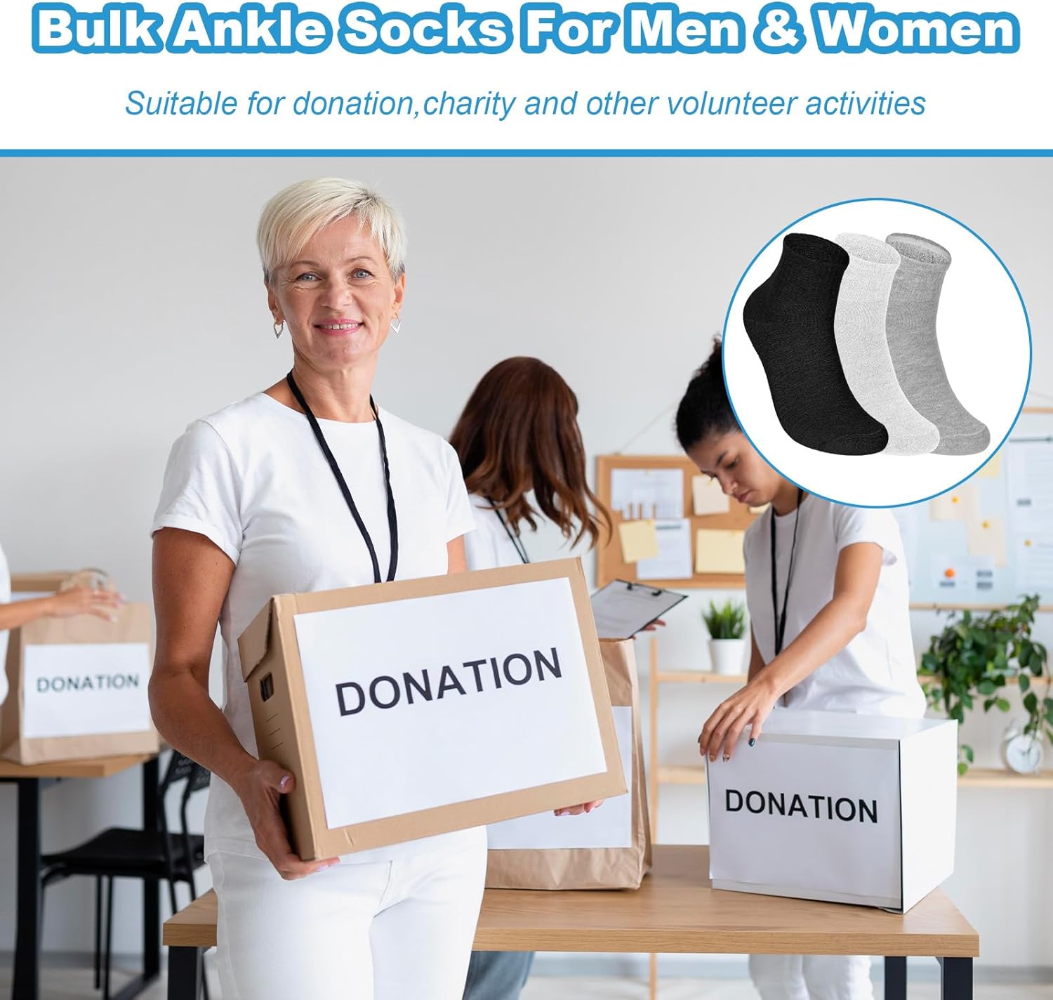 45 Pairs Bulk Mens Socks Moisture Wicking Casual Crew Athletic Socks Breathable Cushion Sports Ankle Sock for Homeless - Image 2