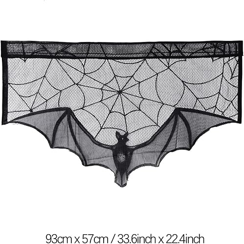 Miniatura 7 de OLOONG Halloween Halloween Lace Table Runner Black Spider Web Tablecloth Fireplace Cover Mantel Halloween Decoration for Home Cloth Cover Supply