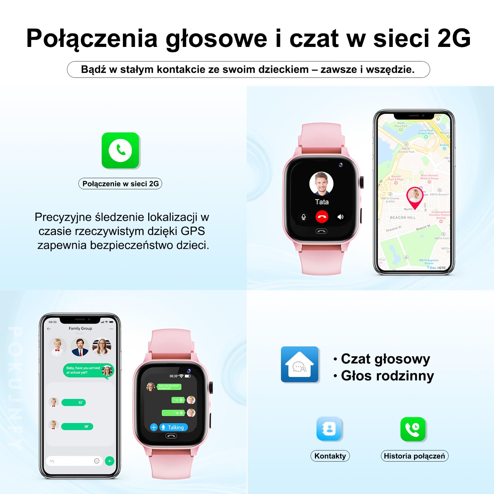 Smartwatch dla Dzieci z GPS SOS Kontakty Czat Rozmowy Telefoniczne | Tryb KlasowyGra Budzik Latarka IP68 Wodoodporny Cyfrowy Prezenty Smartwatch Dziecięcy Chłopcy Dziewczynki