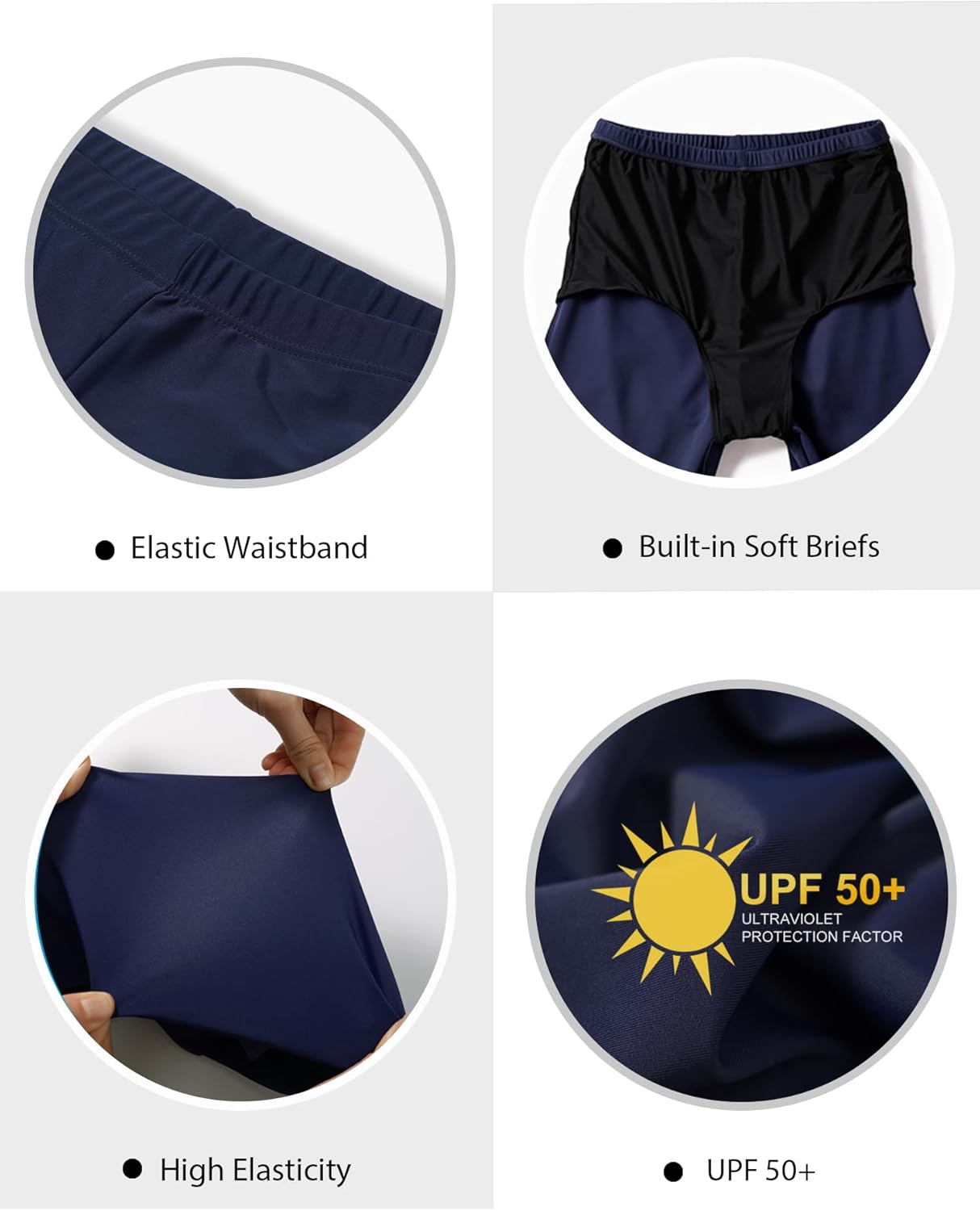 Women's Swim Shorts High Waisted Board Shorts UPF 50+ Bathing Trunks Swimsuit Boyshorts Bottoms - Image 6