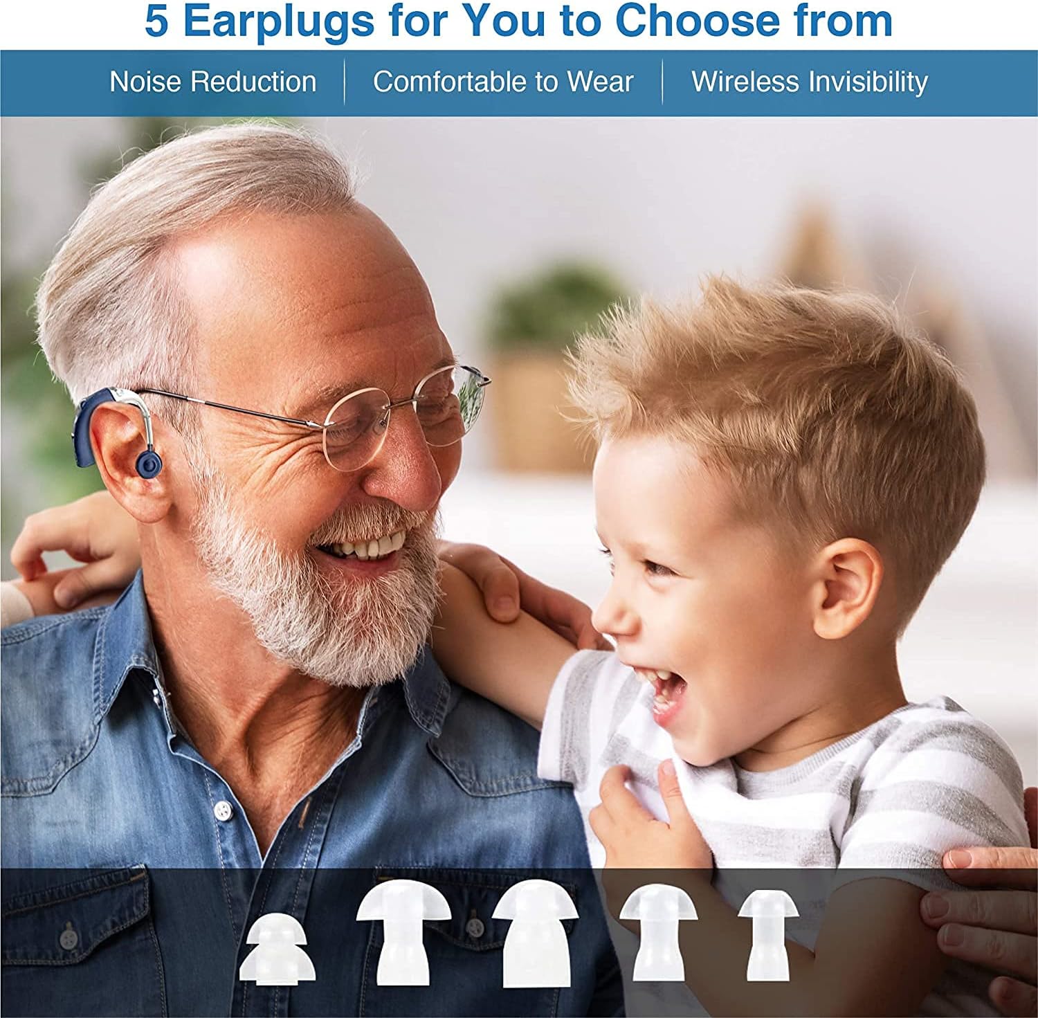 Hearing Aids, ONEBRIDGE Hearing Aids for Seniors Rechargeable Hearing Amplifier with Noise Cancelling for Adults Hearing Loss, Digital Ear Hearing Assist Devices with Volume Control(Blue)
