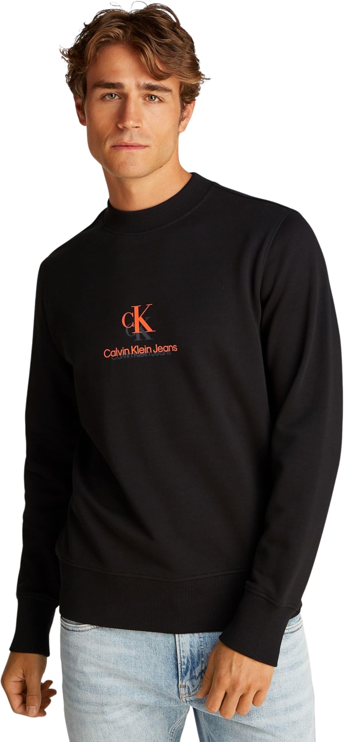 Calvin Klein Herren Sweatshirt Shadow Logo Crew Neck Regular Fit, Schwarz (Ck Black), L