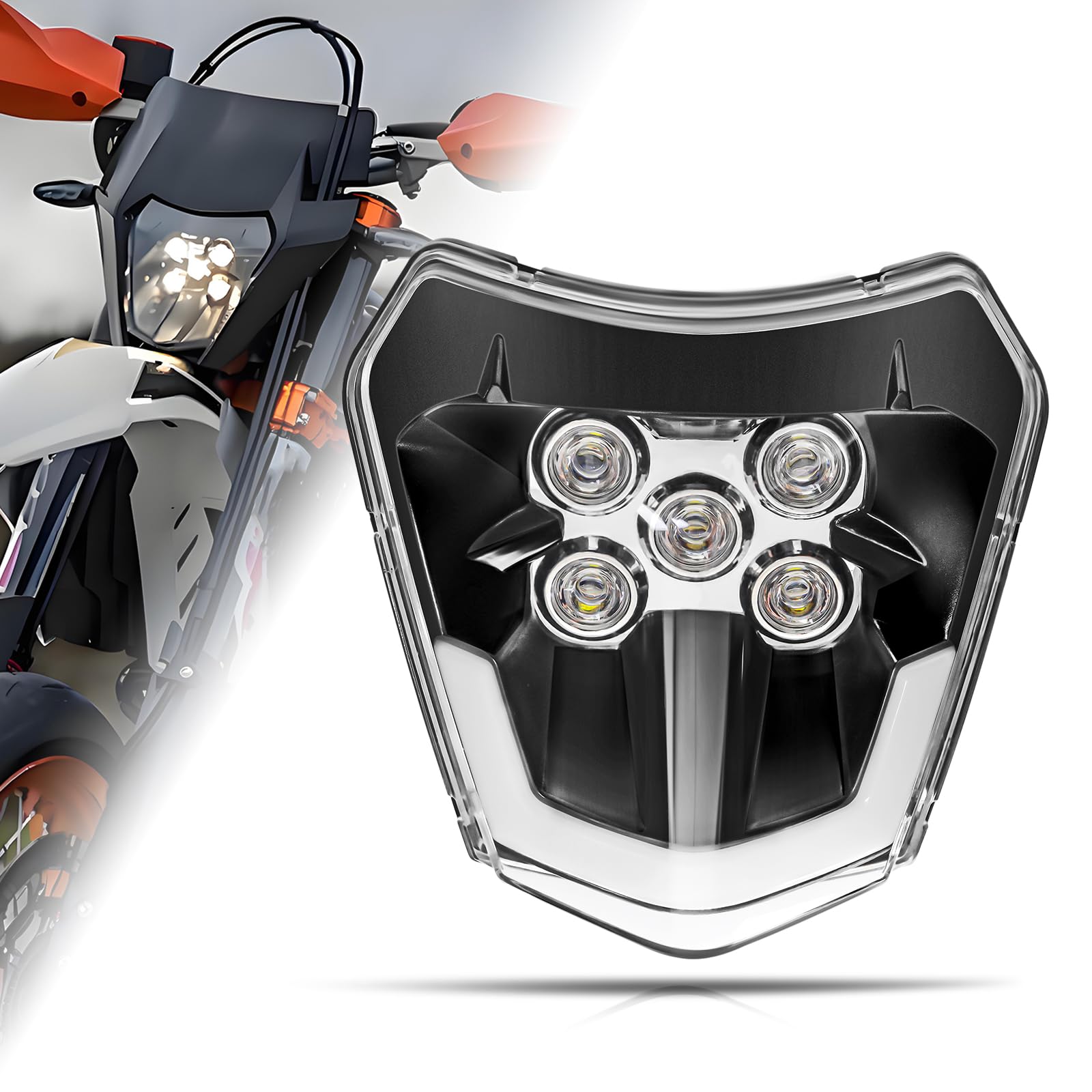 Phare LED Moto Universel DOT - Super Lumineux 3000lm Feux De Route Pour Dirt Bike, Pit Bike, Motocross, Enduro, Supermoto