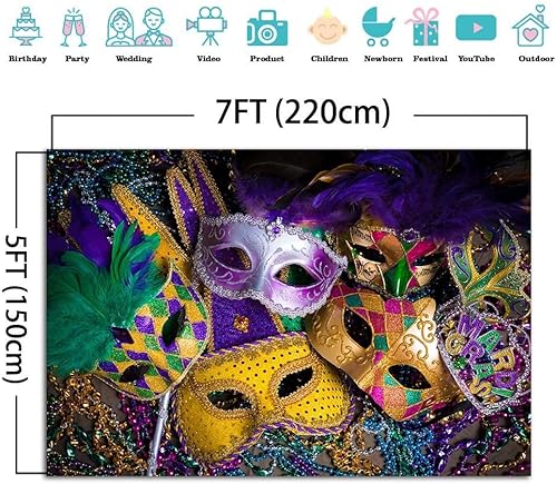 Miniatura 3 de Telón de fondo para mascarada, cuentas moradas y doradas con purpurina, máscara de carnaval, fotografía, telón de fondo, fiesta, Mardi Gras, baile,