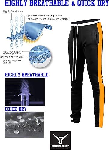 Miniatura 2 de SCREENSHOT - Pantalones de pista S41700 para hombre, ajuste premium, atlético, fitness, estilo de vida, parte inferior clásica