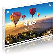 Americanflat 4x6 Acrylic Picture Frame - Double Sided Frames with Magnetic Corners - Transparent Acrylic Frames for Desk or Tabletop Display - 4x6 Picture Frame with Microfiber Cloth Included