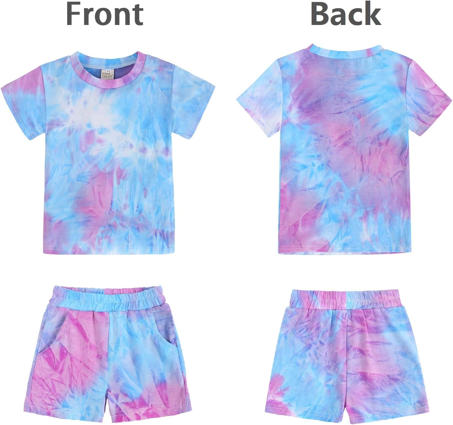 Toddler Girls Summer 2 Piece Outfits Tie Dye T-Shirt and Shorts Set Little Kids Cotton Short Sleeve Tee & Short Pants - Image 2
