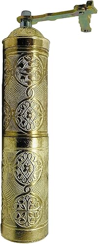Turkish Emporium Coffee Brass Hand Made Engraved Grinder Mill - Large