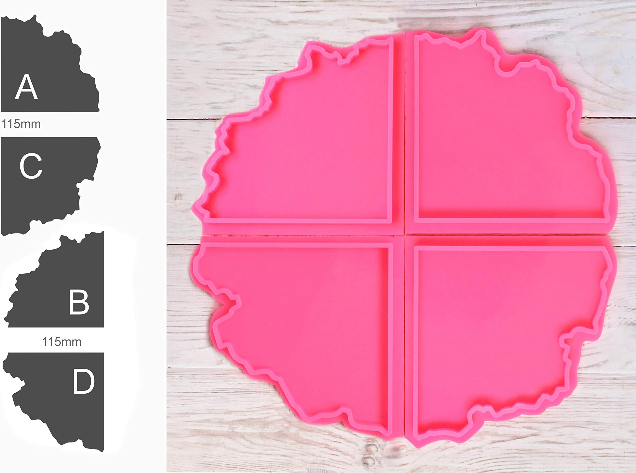 Agate cut 115 mm (4 1/2") - Silicone mold for resinart - Stone Segments - Mould for epoxy resin - Coaster resin fluid art Glossy