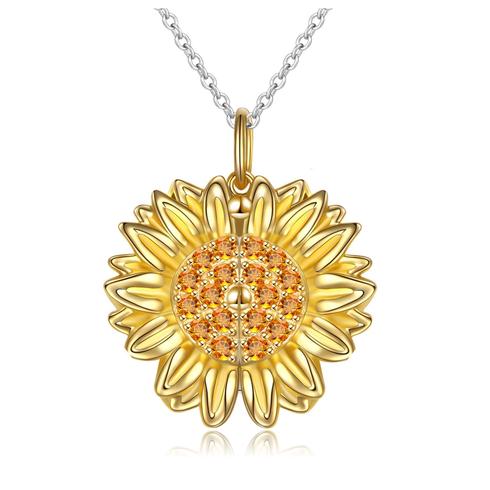 Collana con ciondolo in argento Sterling con ciondolo a forma di girasole, con ciondolo a forma di girasole, gioiello per donne e ragazze, Argento sterling