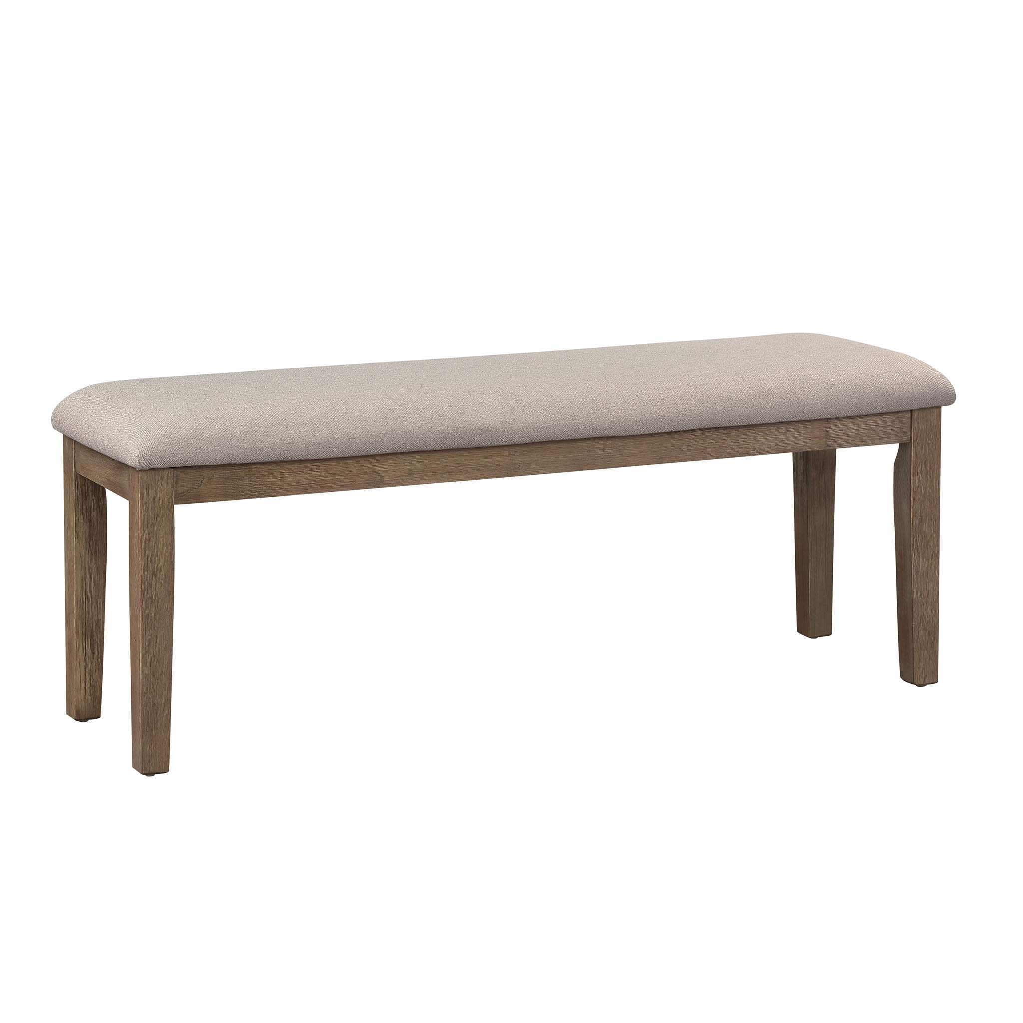 Homelegance Blair Upholstered Dining Bench, 48" W Entryway Bench, Sturdy Solid Wood Frame, Wire Brush Brown Finish, Comfortable Cushion Seat, Easy Assembly, Modern & Traditional, Gray/Brown