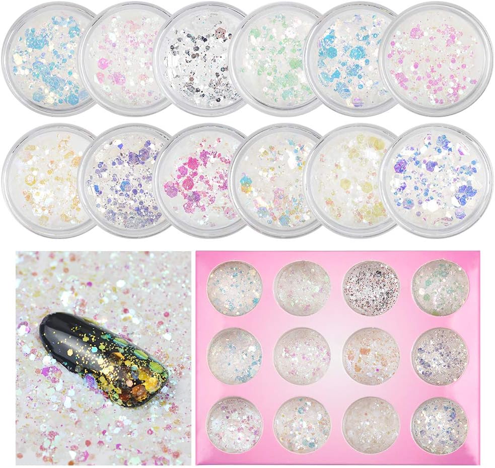 Sindy Nail Art Glitter Chunky Sequins Iridescent Mermaid Flakes Ultra-thin Tips Colorful Mixed Paillette For Hair
