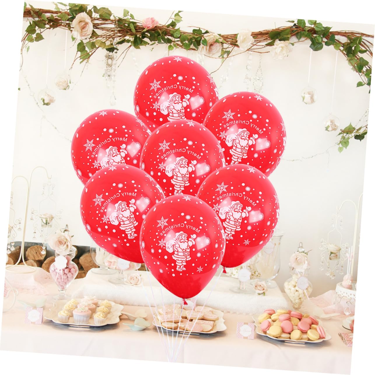 MAGICLULU 3 Set Di Palloncini Natalizi Più Lunghi Da 10 Pollici in Lattice Decorazioni Per Feste Di Natale E Babbo Natale Palloncini Con Stampa Rossa 100 Pezzi * 3