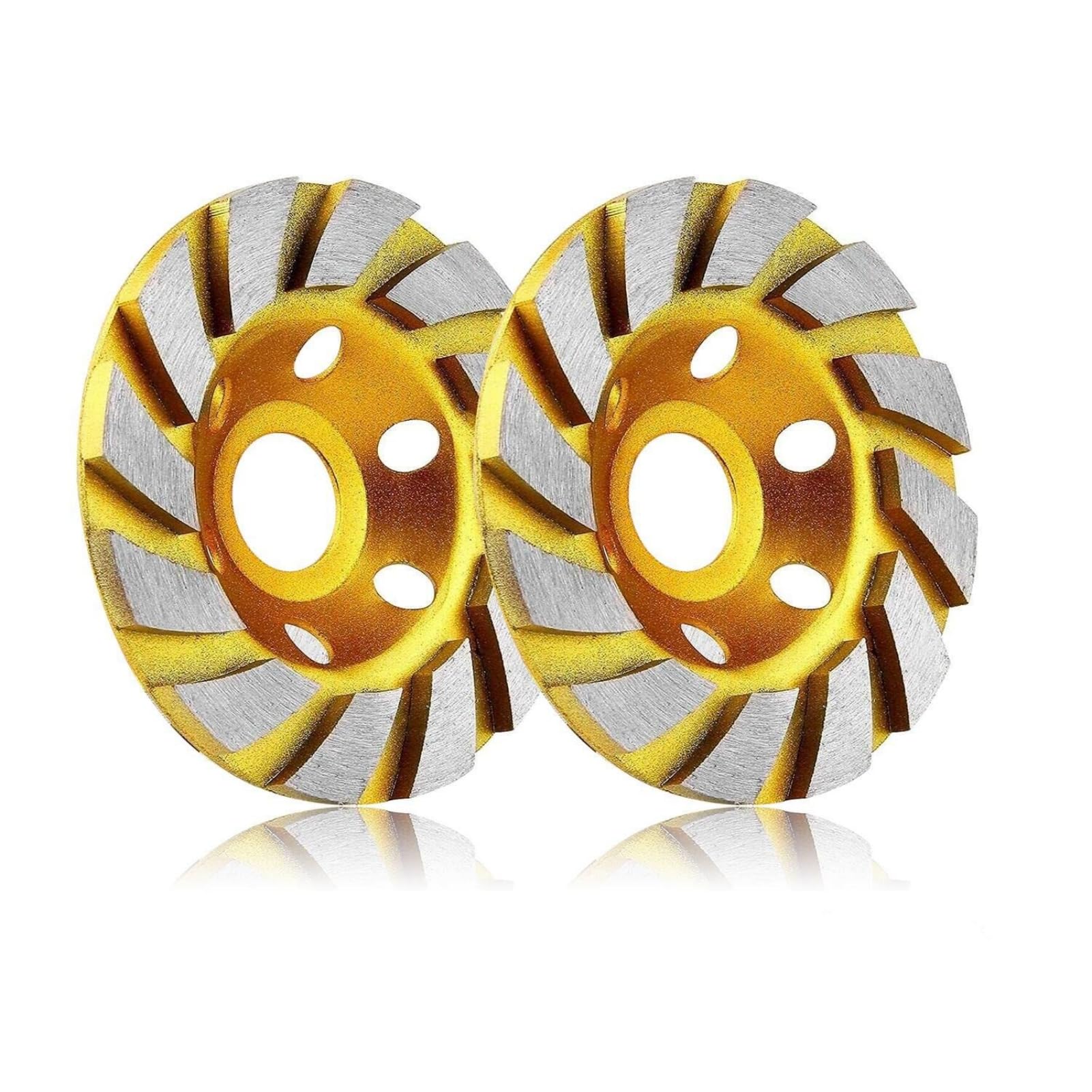 Saluaqui 2 pcs Concrete Grinding Wheels, 10cm Diamond Segment Row Grinding Wheel Disc 6 Holes for Polishing and Cleaning Concrete Surface, Cement, Marble, Granite, Wholesale Business