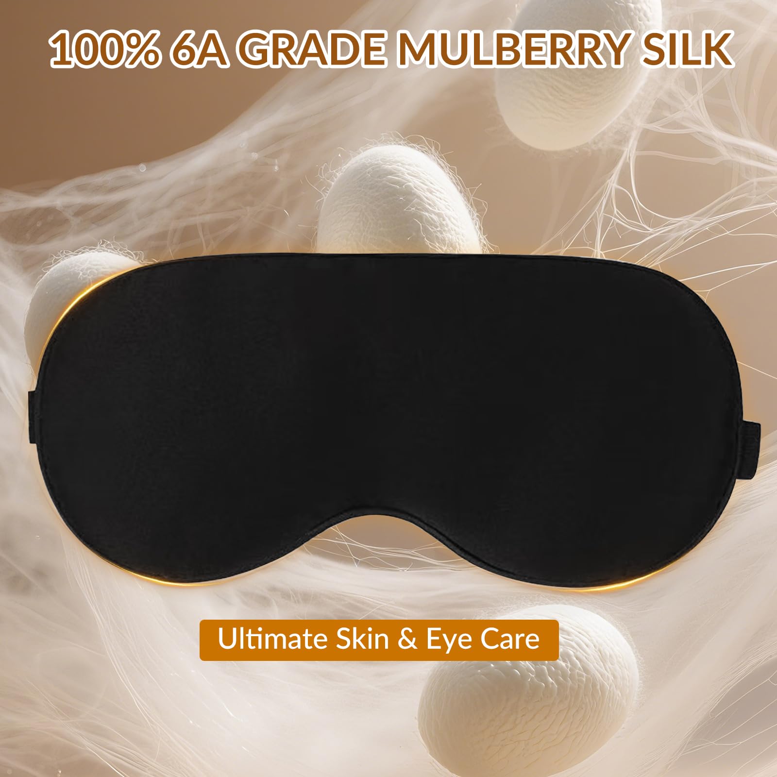 Antifaz de seda para dormir, apto para FSA/HSA, máscara de ojos para dormir, cubierta de ojos de seda de morera pura, bloquea la luz agradable a la piel y ligera, reduce los ojos hinchados para