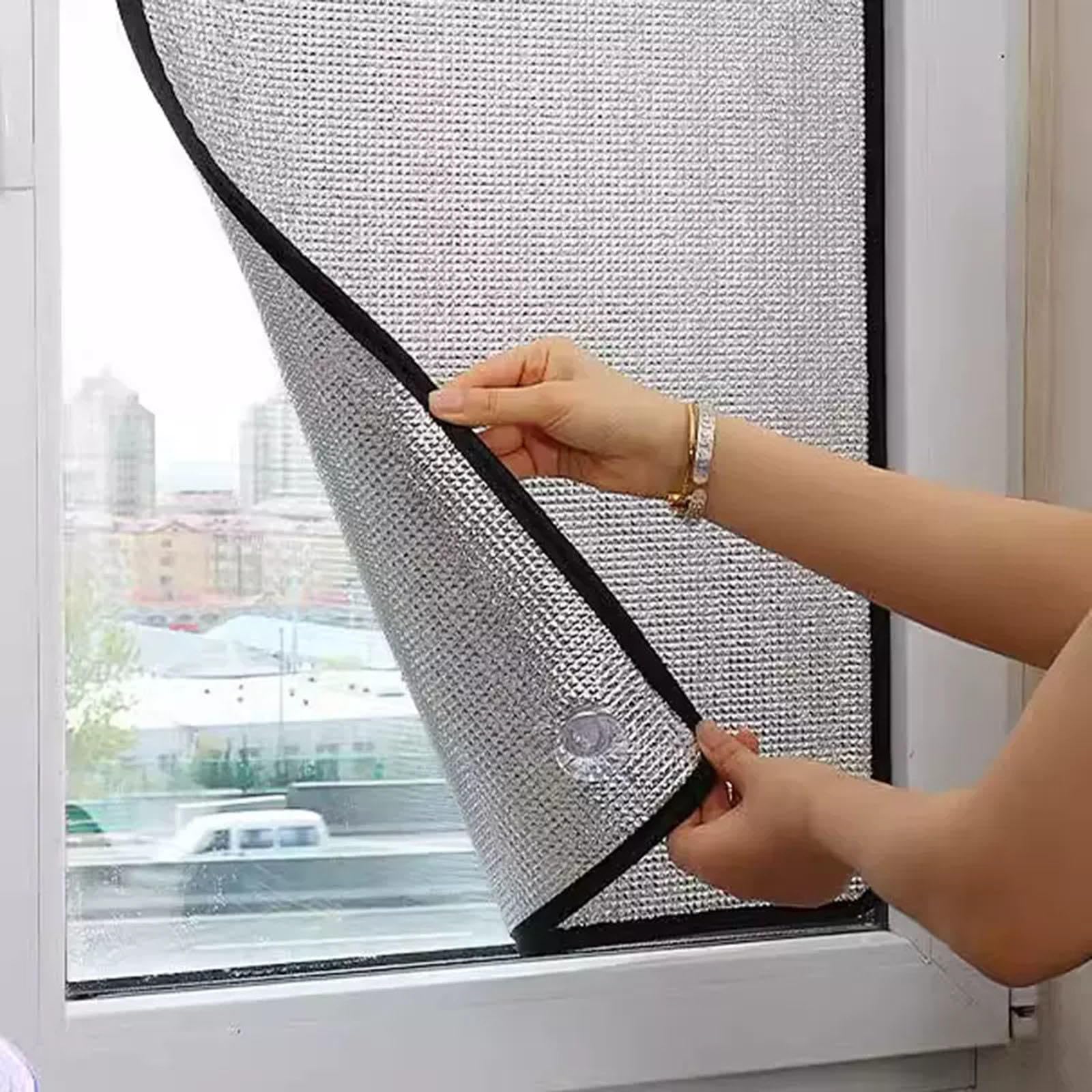Pxzybd W×H Heat Reflective Window Films,8Mm Aluminium Foil Sun Blocking Thermal Insulation Window Stickers,Blackout Sun Protection Privacy Glass Film,For Sun Room,With Suction Cups,-80 * 180Cm(31 * 71In)